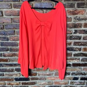 NWT Ashley Stewart Red Bow Back Long Sleeve Blouse Women's Size 22/24